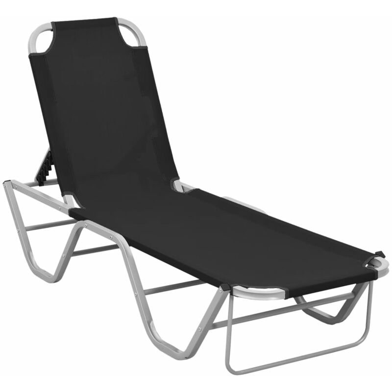 Maisonchic - Chaise longue Bain de soleil Transat Aluminium et textilène Noir 11701