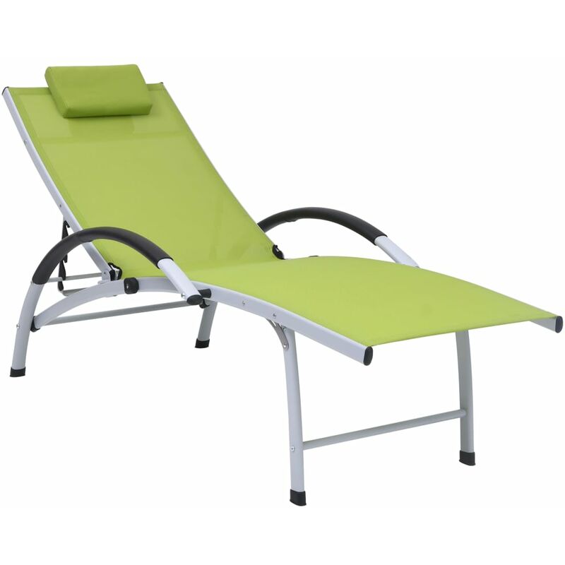 Chaise longue Bain de soleil Transat Aluminium textilène Vert 51530