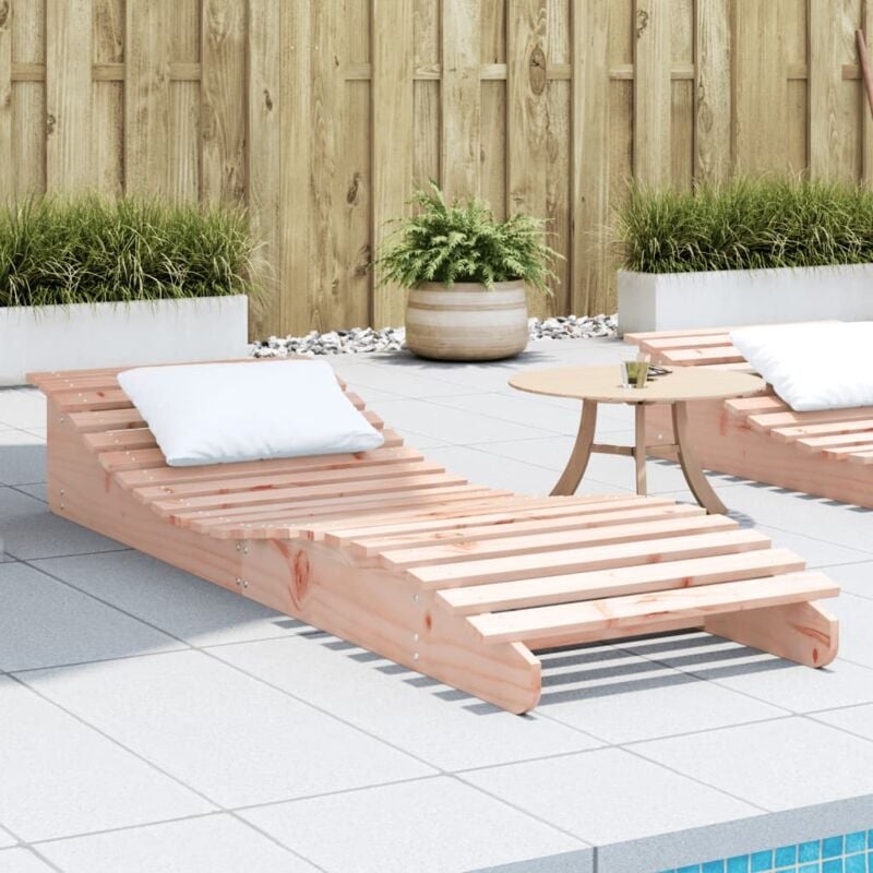 Chaise longue Bain de soleil Transat de relaxation 205x60x31,5 cm bois massif de douglas CFW235860