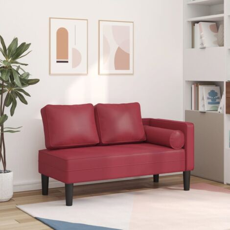Chaise longue  Bain de soleil  Transat de relaxation avec coussins rouge bordeaux similicuir CFW25017
