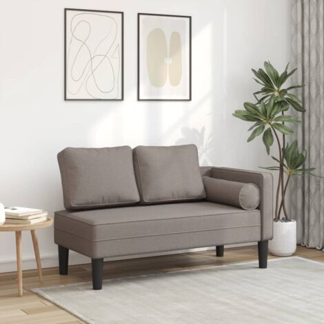 Chaise longue  Bain de soleil  Transat de relaxation avec coussins taupe tissu CFW78394