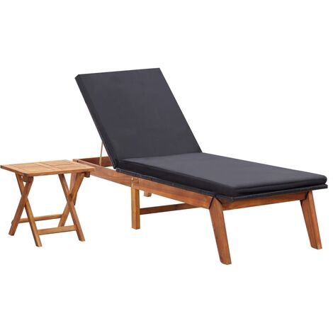 Chaise longue Bain de soleil Transat de relaxation avec table Résine tressée et bois d'acacia massif BSRHS230714