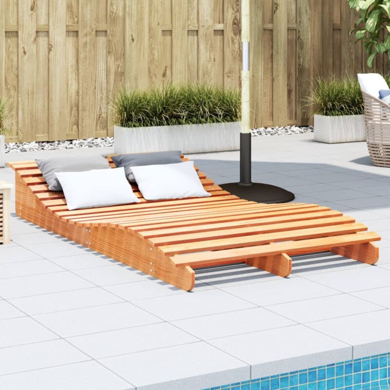 Chaise longue Bain de soleil Transat de relaxation cire marron 205x110x31,5 cm bois massif de pin CFW250090