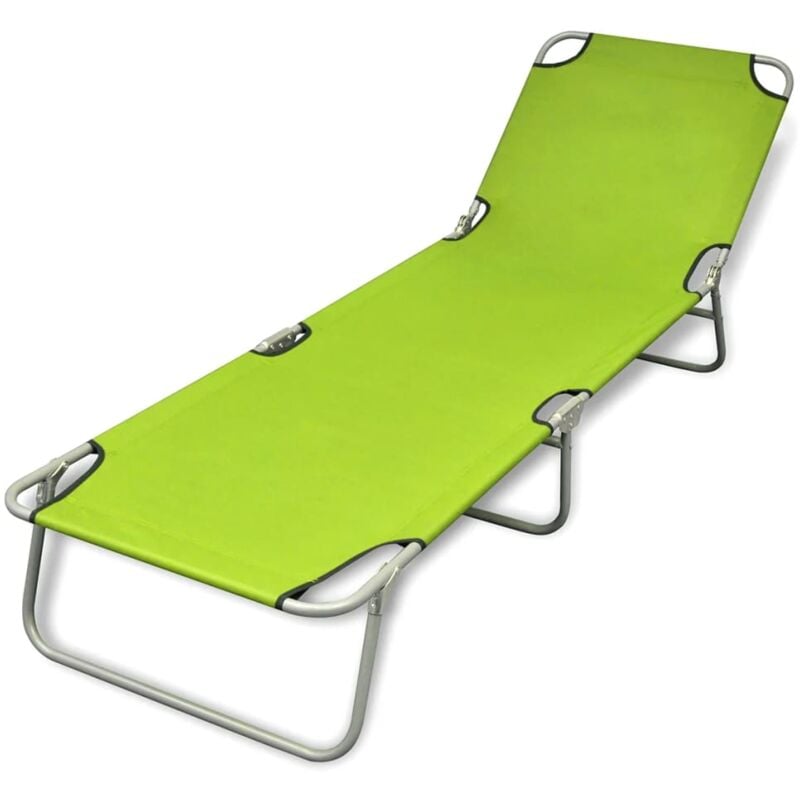 Chaise longue Bain de soleil Transat de relaxation pliable acier enduit de poudre vert pomme CFW346953