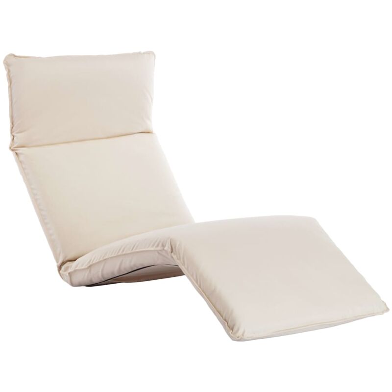 Chaise longue Bain de soleil Transat de relaxation pliable Tissu Oxford Blanc crème CFW790161