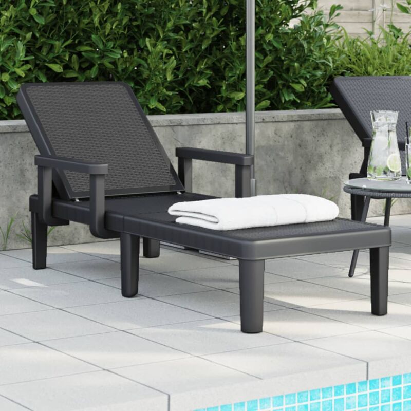 Chaise longue Bain de soleil Transat de relaxation réglable en hauteur à 4 positions polypropylène CFW895018