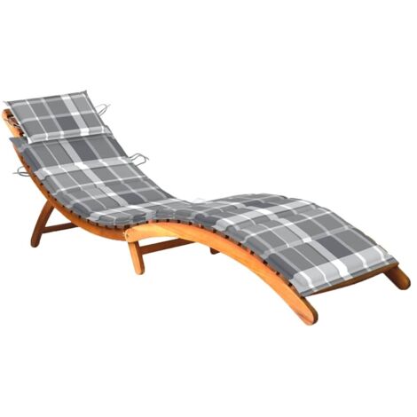 Chaise longue - Bain de soleil - Transat relax avec coussin Bois d'acacia solide GF18689