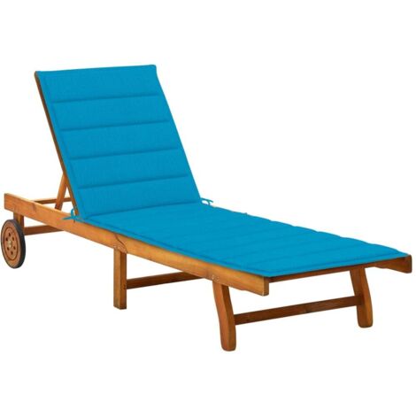 Chaise longue - Bain de soleil - Transat relax avec coussin Bois d'acacia solide GF96689