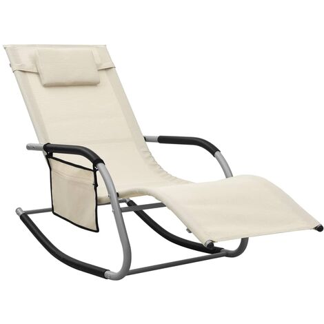 Chaise longue | Bain de soleil Transat Textilène Crème et gris 30948 - Crème
