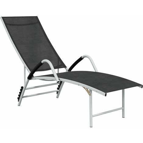 Chaise longue | Bain de soleil Transat Textilène et aluminium Noir 39742 - Noir