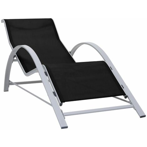 Chaise longue | Bain de soleil Transat Textilène et aluminium Noir 68534 - Noir