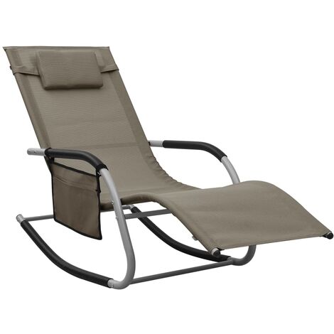 Chaise longue | Bain de soleil Transat Textilène Taupe et gris 12165 - Taupe