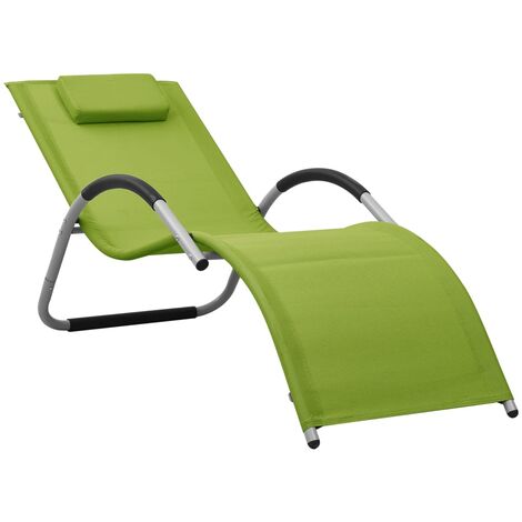 Chaise longue | Bain de soleil Transat Textilène Vert et gris 23343 - Vert