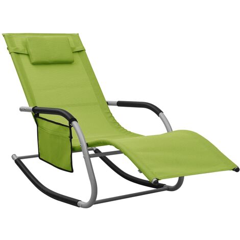 Chaise longue | Bain de soleil Transat Textilène Vert et gris 46941 - Vert