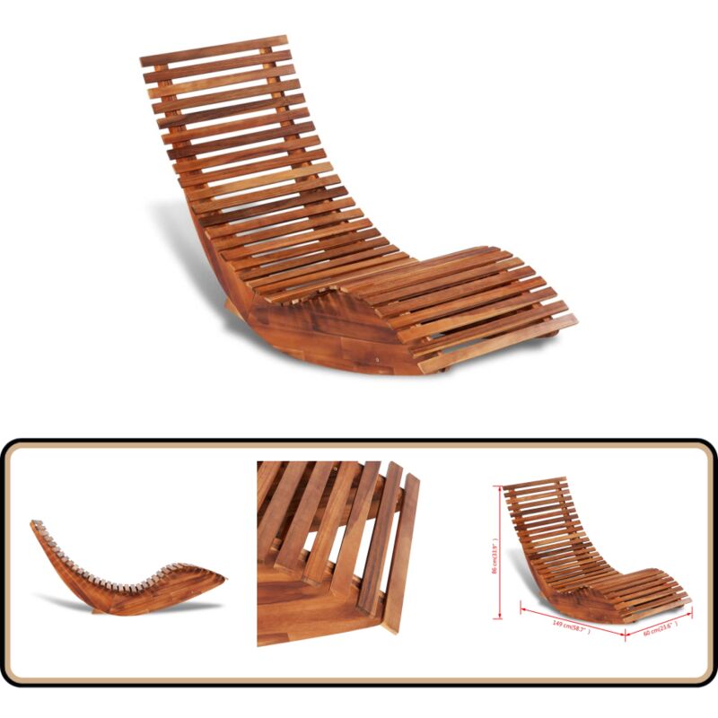 Chaise longue basculante Bois d'acacia - Chaises De Jardin - Chaises Longues - Mobilier De Jardin - Chaise Bascule - Acacia