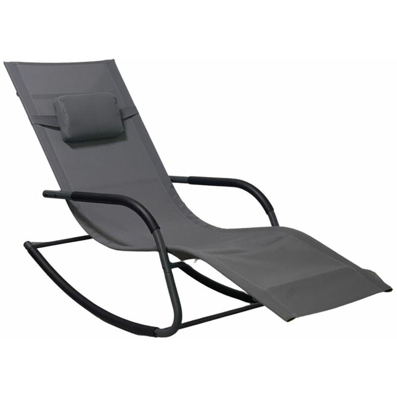 Chaise longue de jardin avec coussin 147 x 63 cm - anthracite - Chaise longue relax résistante aux intempéries