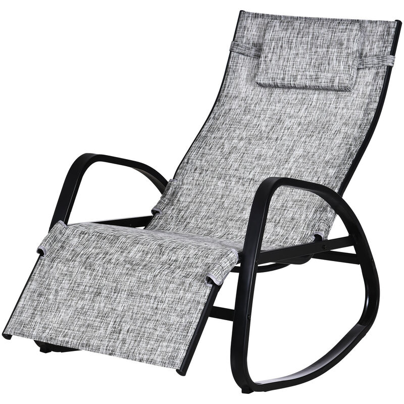 Chaise longue à bascule pliable eliane gris chiné et noir