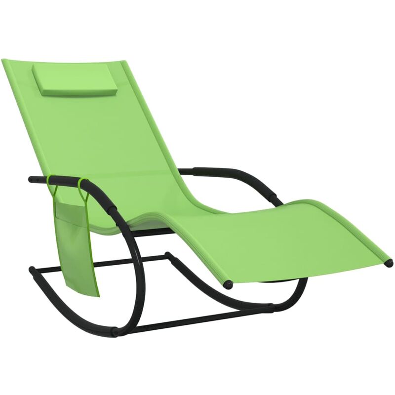 Les Tendances - Chaise longue à bascule Vert Acier et textilène