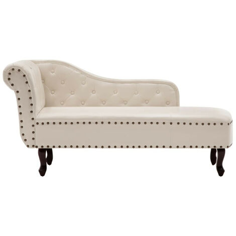 Chaise longue Blanc crème Similicuir