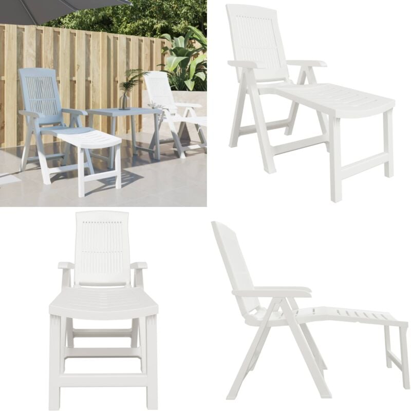 Chaise longue blanc plastique - Chaises Longues - Transats - Mobilier De Jardin - Chaises Extérieures - Relaxations - Home & Living