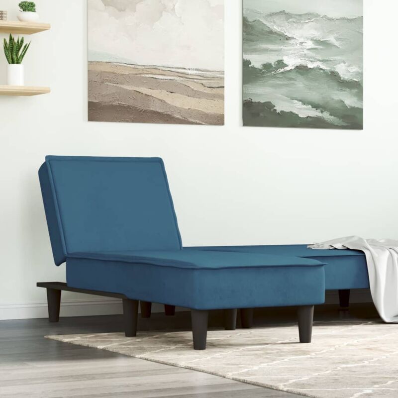 Chaise longue bleu velours Vidaxl