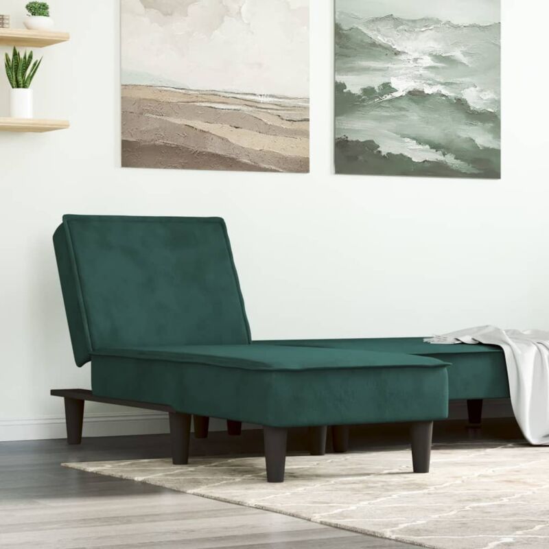Chaise longue vert foncé velours Vidaxl