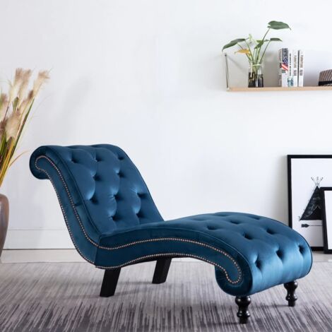 Chaise Longue Bleu Velours