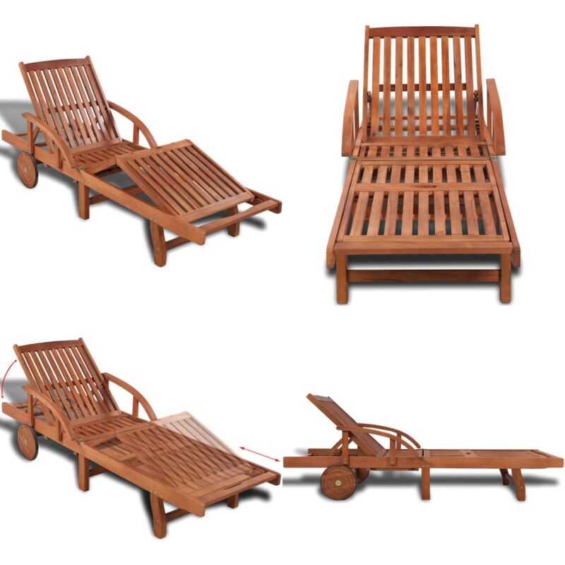 Chaise longue bois massif d'acacia - Chaises Longues - Chaises Longues En Bois - Transats - Mobilier De Jardin - Salon De Jardin - Home & Living