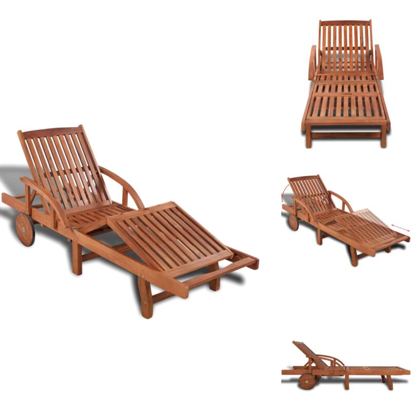 Chaise longue bois d'acacia solide - Chaises Longues - Mobilier De Jardin - Transats - Chaises Relaxantes - Bain De Soleil