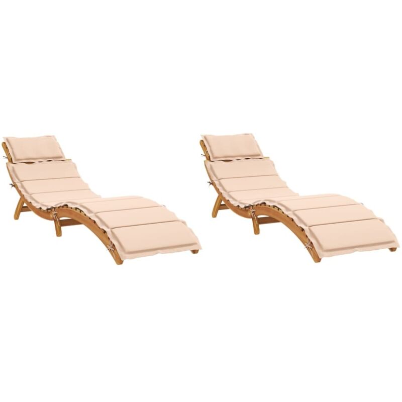 Vidaxl - Chaises longues avec coussins lot de 2 beige bois massif acacia
