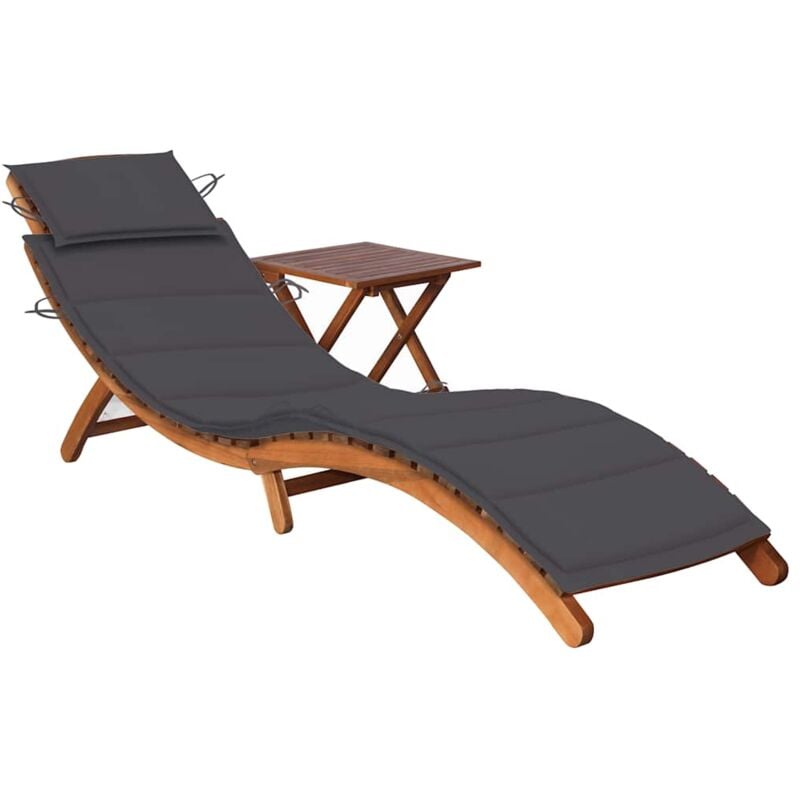 Vidaxl - Chaise longue de jardin avec table et coussin Bois d'acacia