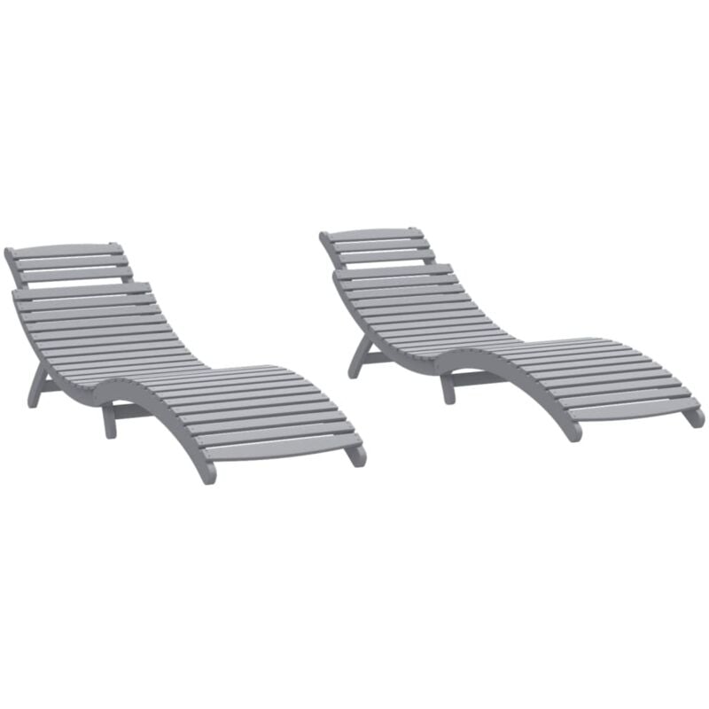 Vidaxl - Chaises longues lot de 2 gris 184x55x64 cm bois massif acacia
