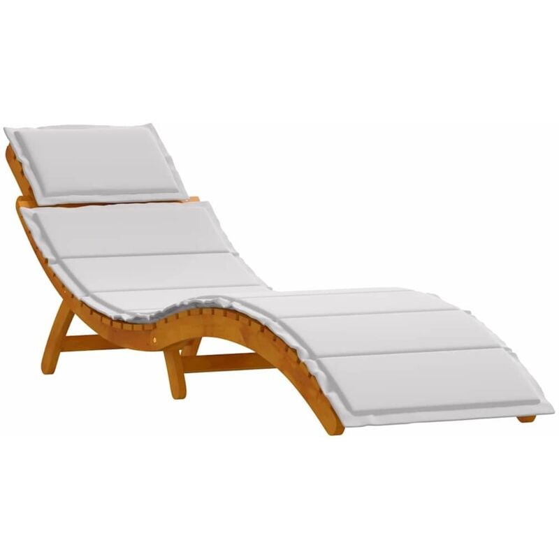 Chaise longue avec coussin gris clair en bois d'acacia vidaXL