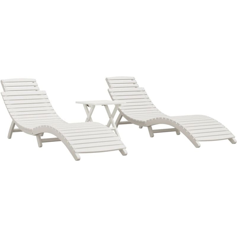Vidaxl - Chaises longues lot de 2 avec table blanc bois massif d'acacia