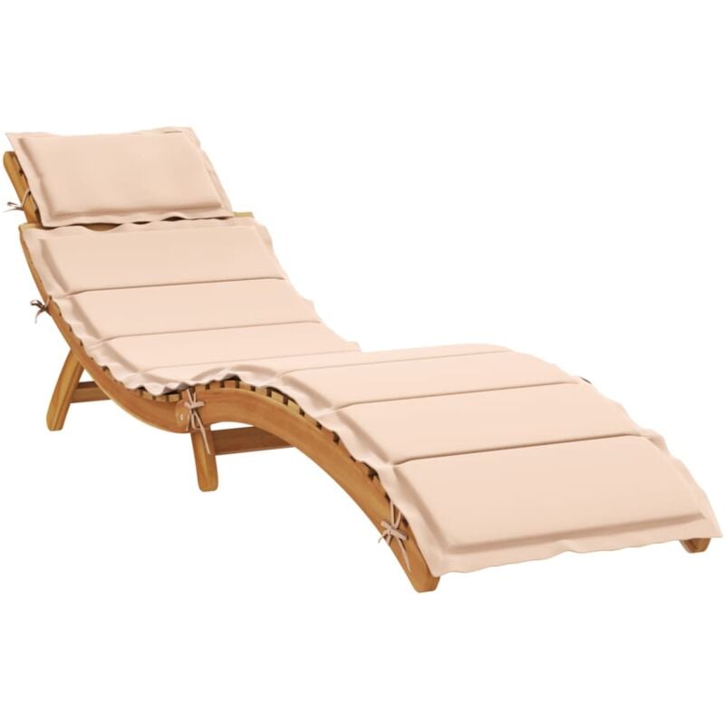 Vidaxl - Chaise longue avec coussin beige bois d'acacia solide