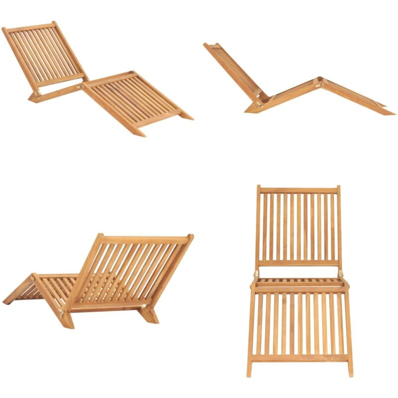 Chaise longue bois de teck solide - Chaises Longues - Mobilier De Jardin - Chaises Longues En Bois - Transats - Jardin - Home & Living