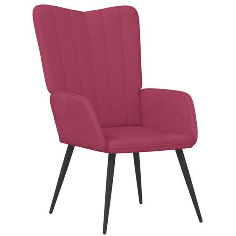Chaise longue bourguignonne en velours rouge – Fauteuil relax design rétro, dossier inclinable et repose-pieds intégré, idéal pour salon ou chambre