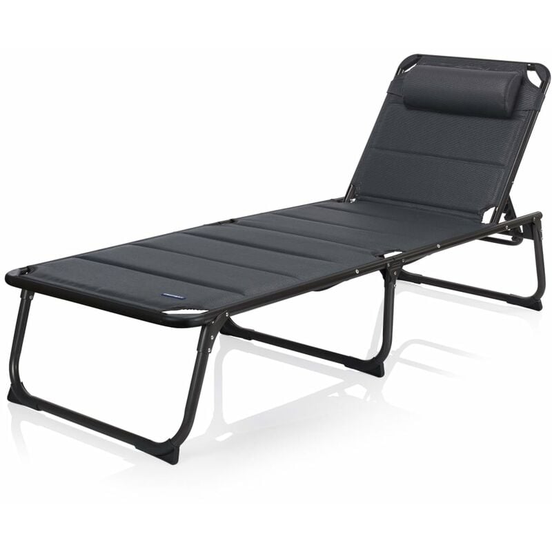 Chaise longue de camping Ancona Anthracite 200x67x35cm - Campart Travel