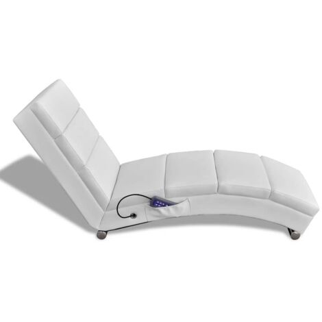 Chaise longue Chaise de massage, Fauteuil Relax, pour Jardin Balcon Camping, Blanc Similicuir OIB2139E