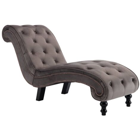 Chaise longue chaise longue para interior acolchado terciopelo gris DEC026222