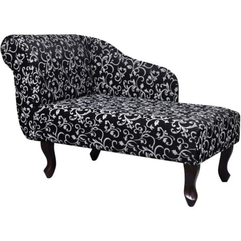 Chaise longue chaise longue para interior en tela blanca y negra DEC026203