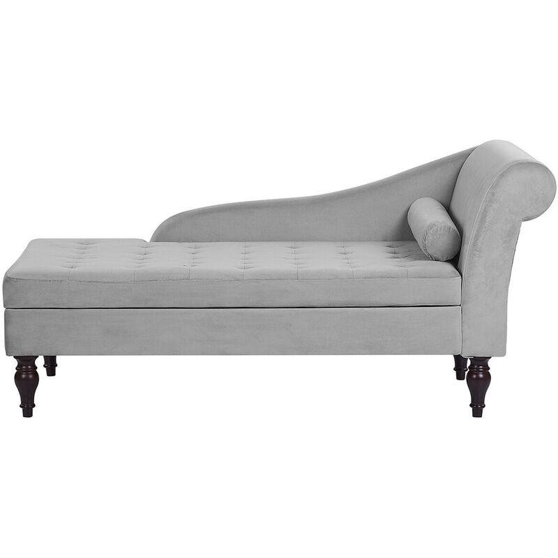 

Chaise longue de terciopelo gris con almacenaje PESSAC