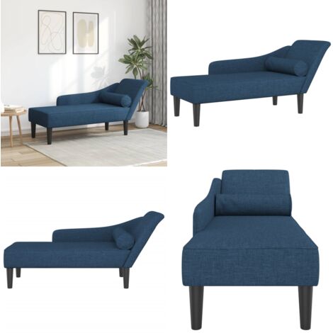 Chaise Longue con Cuscini Blu in Tessuto - Cuscino - Divano letto