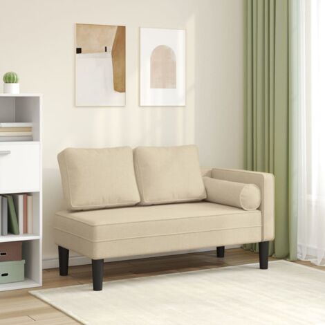 AVIMAC Chaise Longue con Cuscini Crema in Tessuto