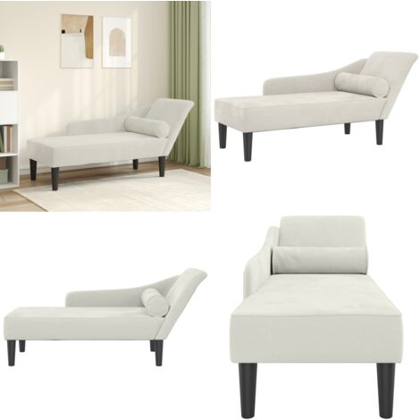 Chaise Longue con Cuscini Crema in Velluto - Cuscini - Divano letto
