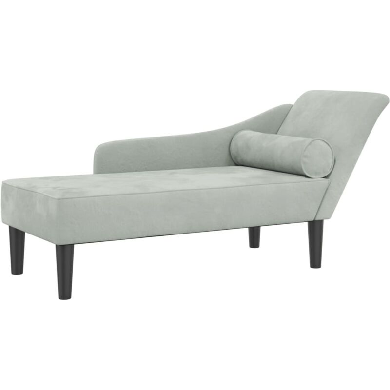 Chaise Longue Con Cuscini Grigio Chiaro In Velluto Vidaxl