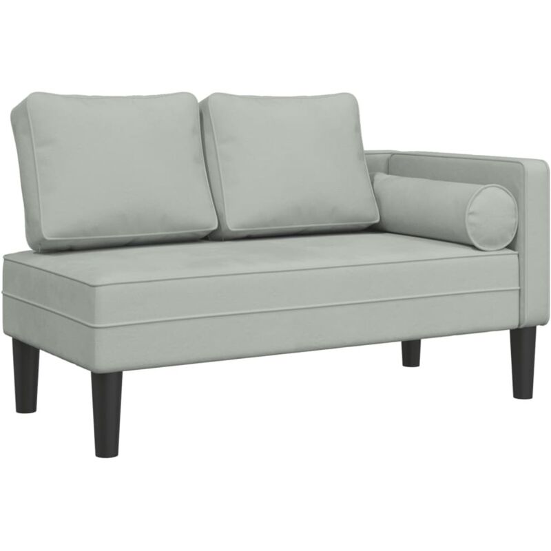 Vidaxl Chaise Longue Con Cuscini Grigio Chiaro In Velluto