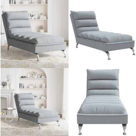 Chaise Longue con Cuscini Grigio Chiaro in Tessuto - Chaise longue - Cuscino