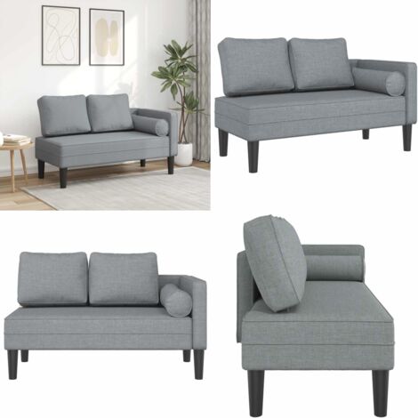 Chaise Longue con Cuscini Grigio Chiaro in Tessuto - Seduta comoda - Schiuma ad alta resilienza