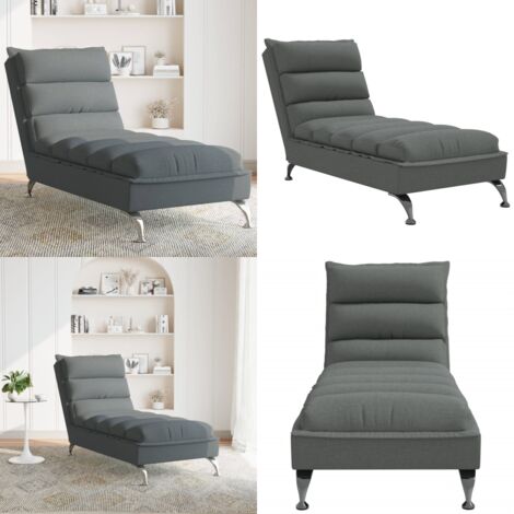 Chaise Longue con Cuscini Grigio Scuro in Tessuto - Chaise longue - Cuscino